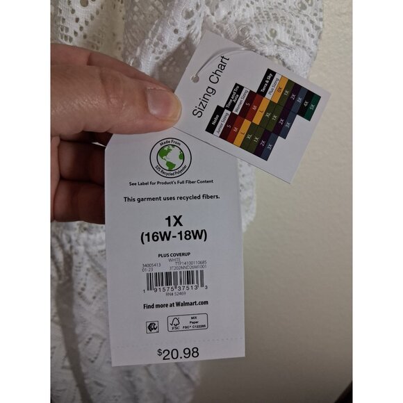 NWT Time & Tru Lace Coverup Boho Knit Long Cardigan White Size 1X (16W/18W) - Picture 7 of 8